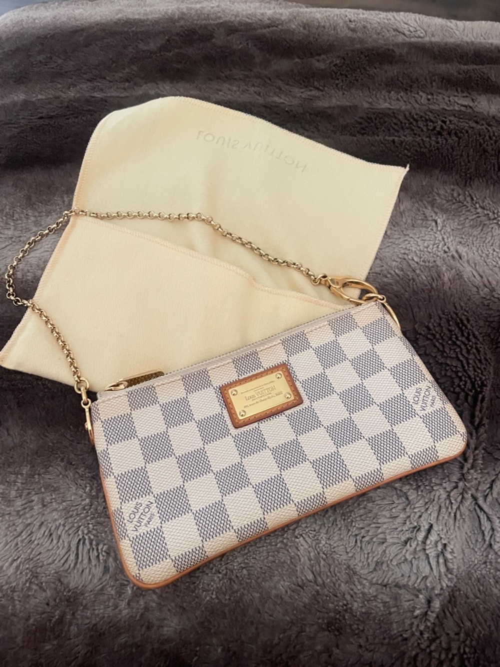 AUTHENTIC Louis Vuitton Damier Azur Pochette MILLA MM Handbag